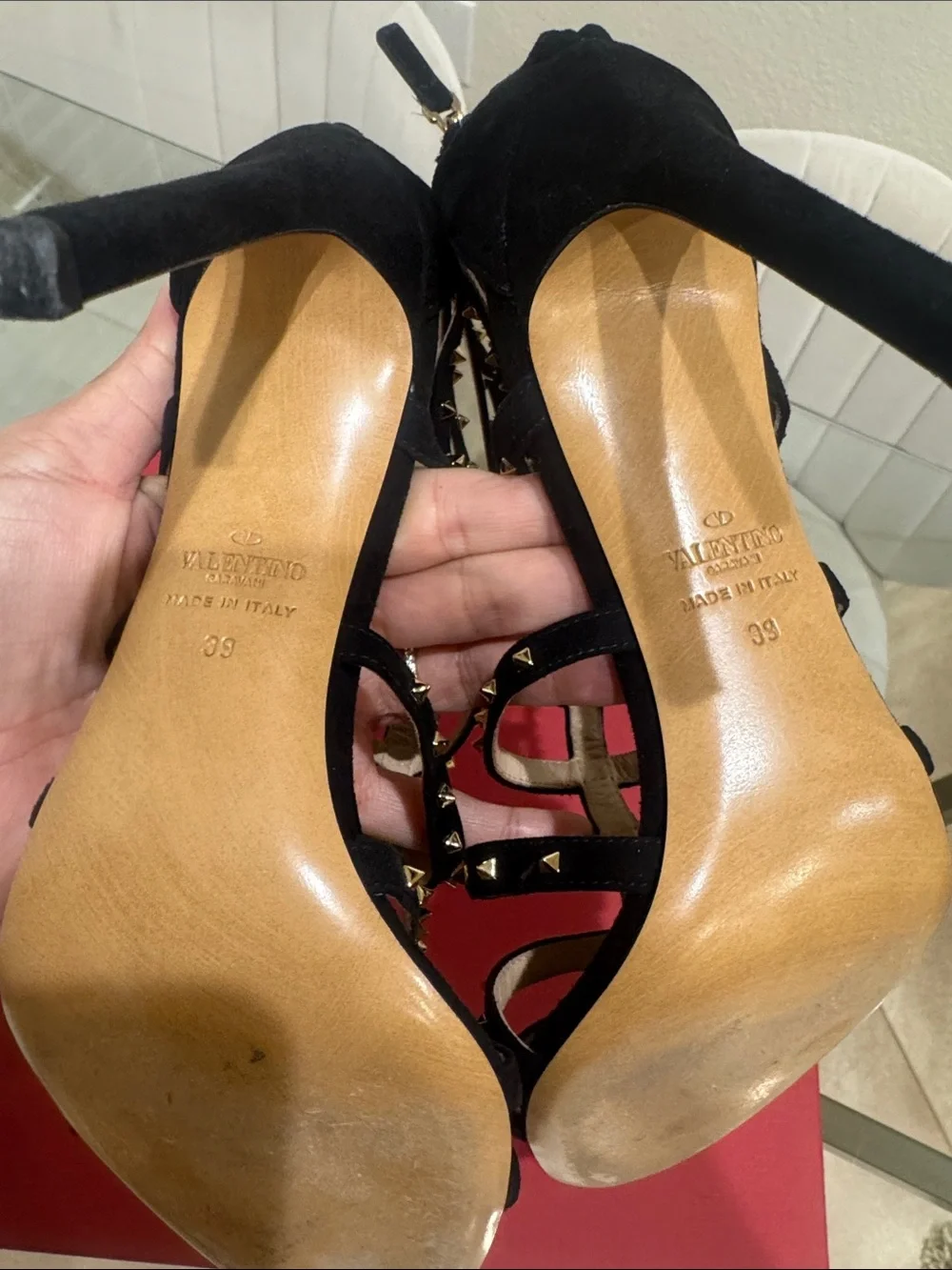 Valentino Black Studded Cage High Heels